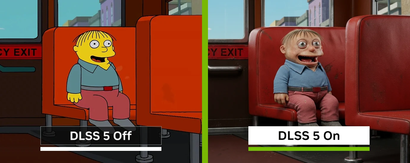 DLSS 5 Off vs On example with the original image on the left and a cursed realistic version on the right