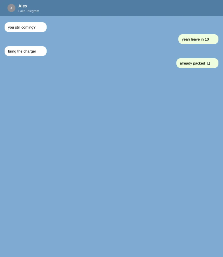 Fake Telegram Chat Generator example 1