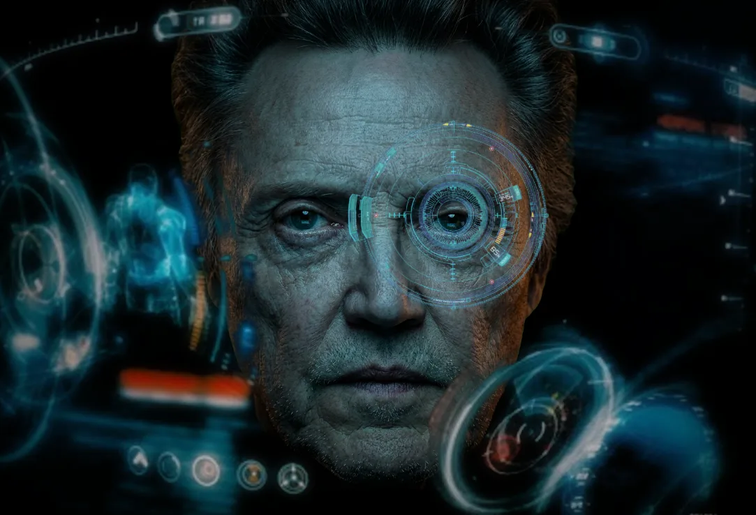 Iron Man HUD meme example with Christopher Walken inside the helmet