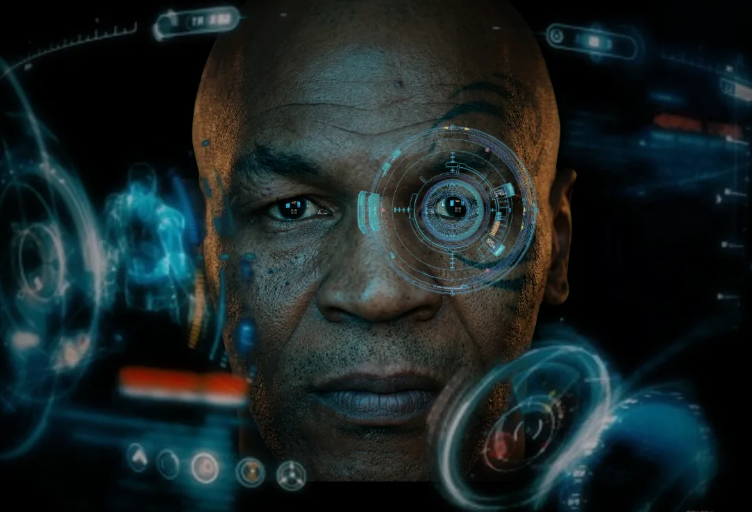 Iron Man HUD meme example with Mike Tyson inside the helmet