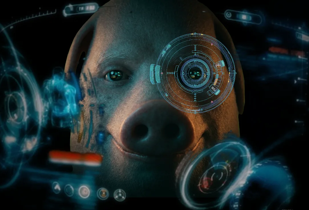 Iron Man HUD meme example with John Pork inside the helmet
