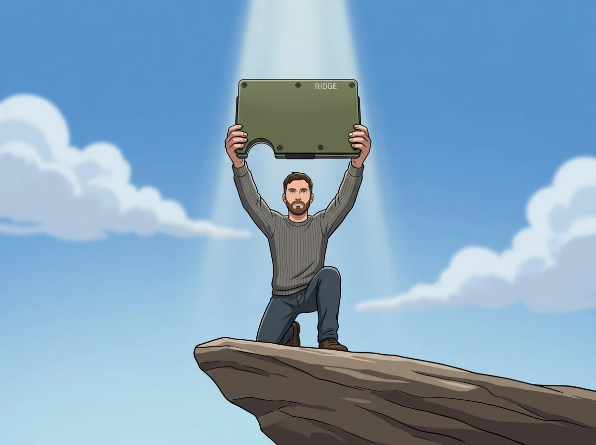 Lion King Simba presentation meme example with Sean Frank presenting Ridge Wallets